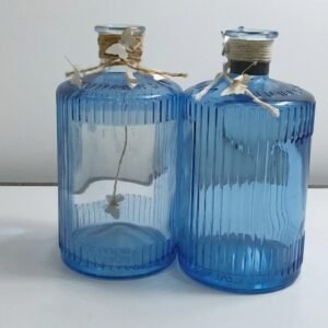 طقم زجاجات زينة زرقاء عدد 2
